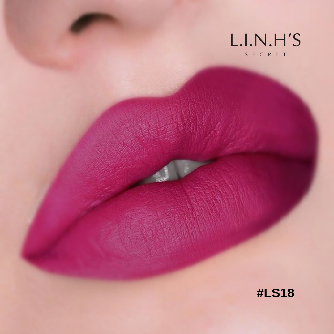 Son lì LS18 · Hồng cánh sen – màu son trên môi